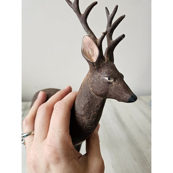 Vintage paper mache reindeer deer Xmas decor shabby chic unique - Picture 7 of 8